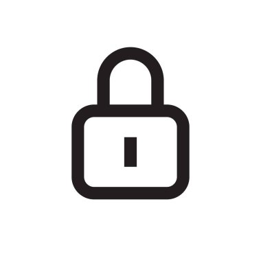 Kilit - siyah simge çizgisi tasarımı. Koruma konsepti işareti. Asma kilit web simgesi. Erişim Hesap sembolü. Vektör illüstrasyonu. 