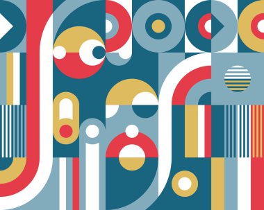 Geometrik arkaplan tasarımı. Soyut çizim kalıbı. Geometrik şekiller. Kompozisyon Grafik Baskı posteri. İş sunumu kapağı afişi. Kolaj fütüristik süsü. Vektör illüstrasyonu.  