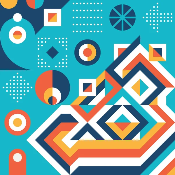 Geometrik arkaplan tasarımı. Soyut çizimler kusursuz desen. Geometrik şekiller. Kompozisyon Grafik Baskı posteri. Kolaj fütüristik süs afişi. Vektör illüstrasyonu.  