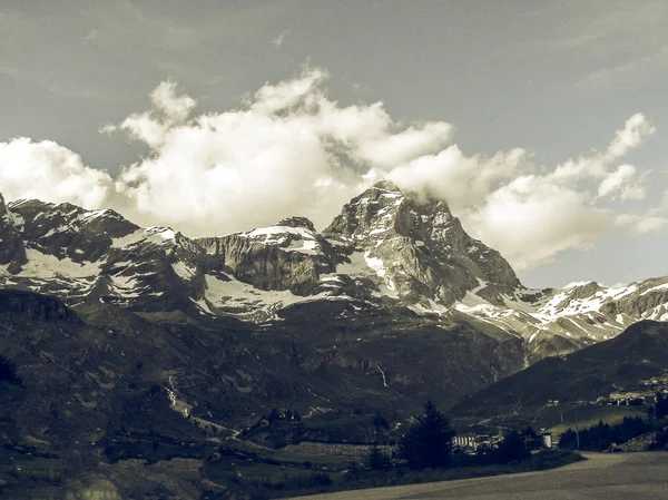 Vintage Aosta Vadisi Dağları Cervinia Talya Soluk — Stok fotoğraf