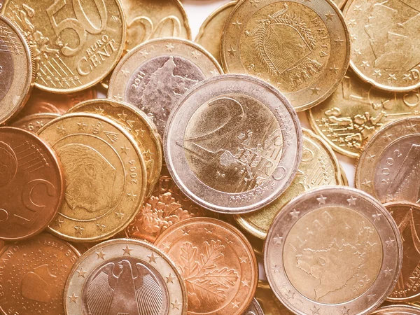 Retro looking Euro coins background — Stock Photo, Image