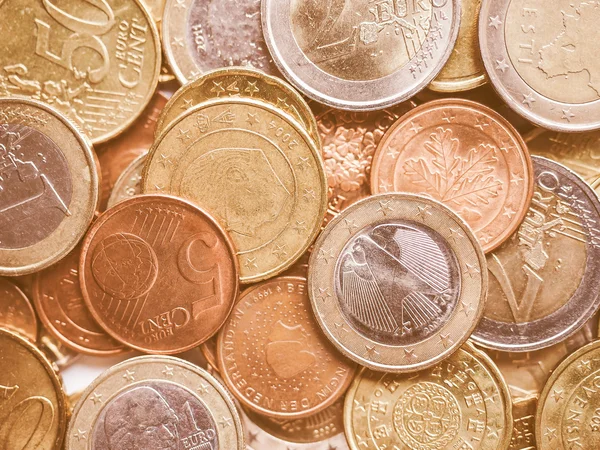 Retro looking Euro coins background Stock Image