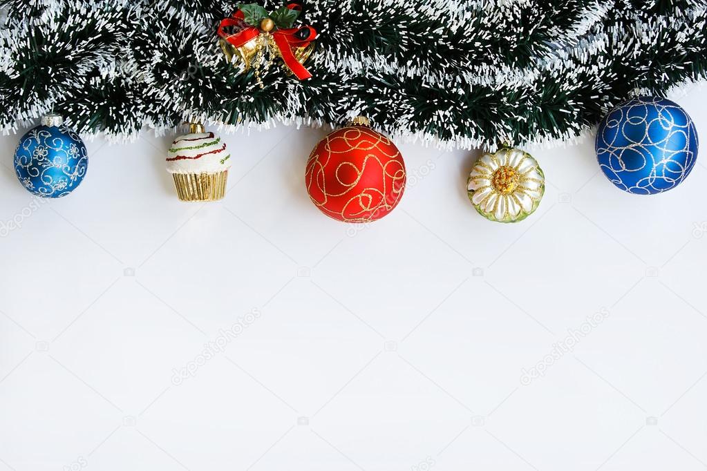 Decoration of garland and Christmas balls 