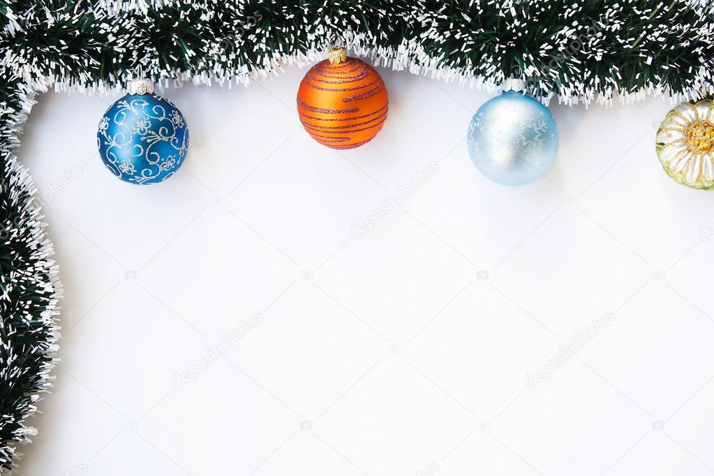 Christmas balls and garland frame