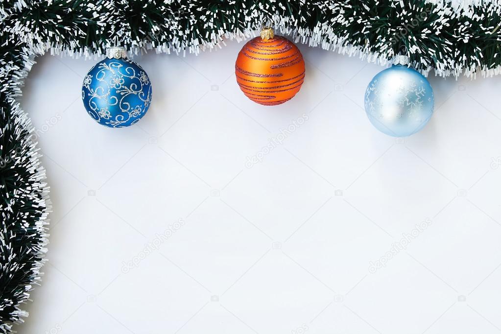 Christmas balls and garland frame