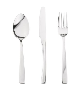Çatal, bıçak ve izole kaşık çatal bıçak takımı. Gölge