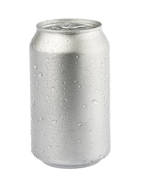 Latas Bebidas Metálicas Aluminio Aisladas Sobre Fondo Blanco Fotografía Recorte — Foto de Stock