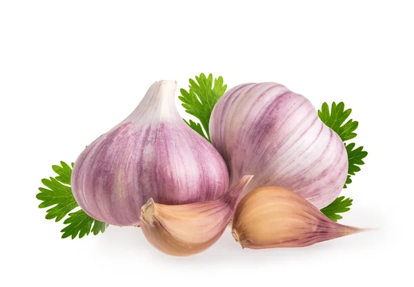 Knoflook Met Kruidnagel Geïsoleerd Witte Achtergrond — Stockfoto