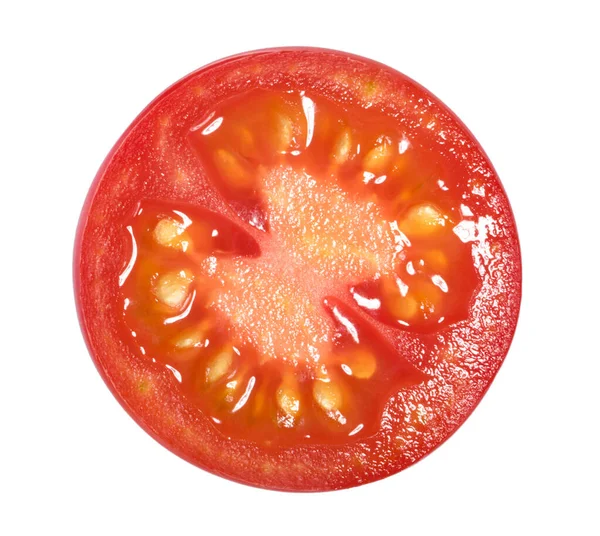 Cerise Tomate Tranche Isolée Sur Fond Blanc Vue Dessus — Photo