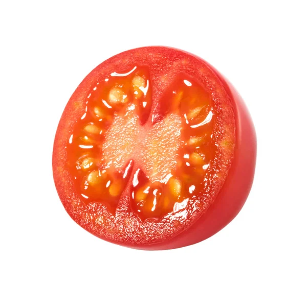 Tranche Tomate Cerise Isolée Sur Fond Blanc — Photo