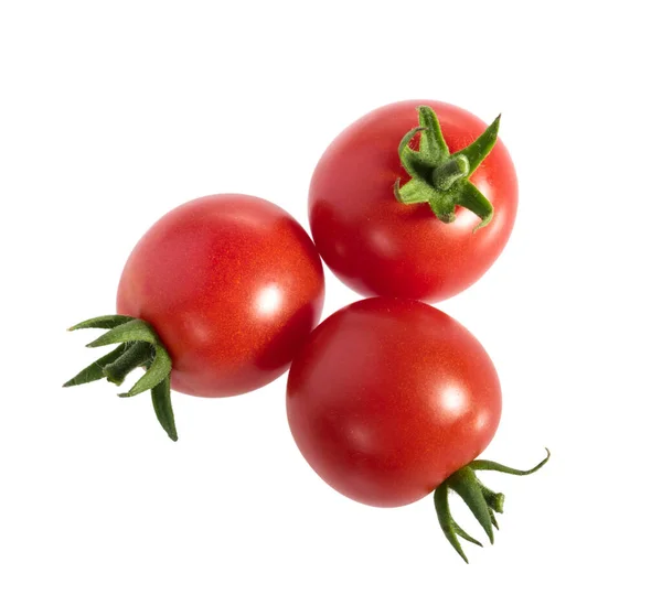 Pomidor Wiśniowy Izolowany Białym Tle Widok Góry — Zdjęcie stockowe