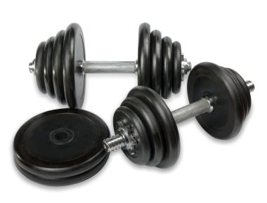 Beyaz arkaplanda izole edilmiş el ağırlıkları uygula