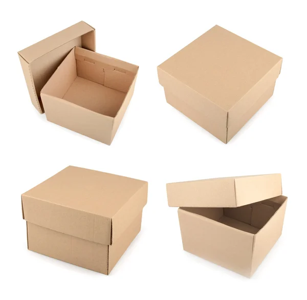 Kartonnen doos geïsoleerd op witte achtergrond — Stockfoto