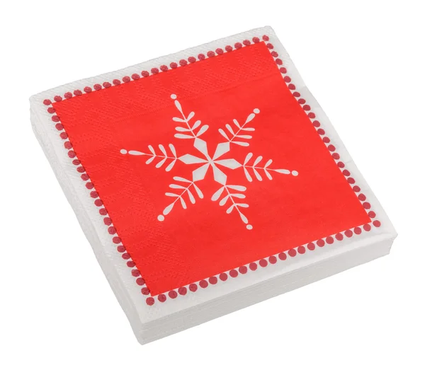 Guardanapos de Natal vermelho ou de papel festivo aka serviettes, isolados — Fotografia de Stock