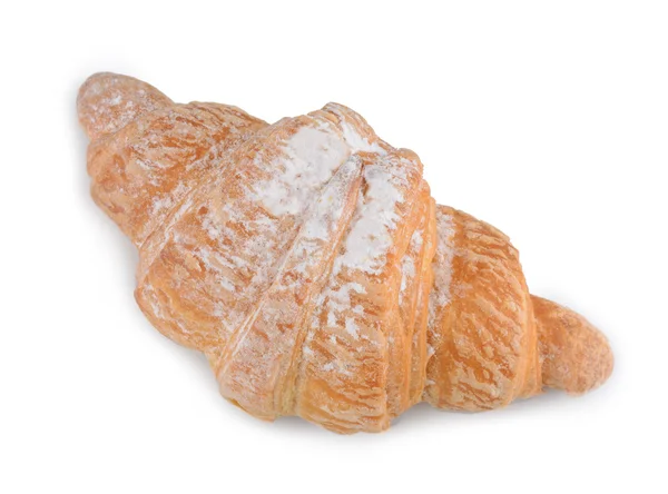 Singolo croissant fresco isolato su bianco — Foto Stock