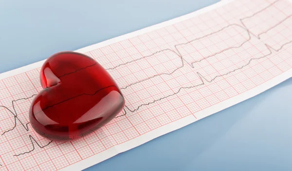 Cardiogram pulse trace and heart concept — Stock Photo, Image