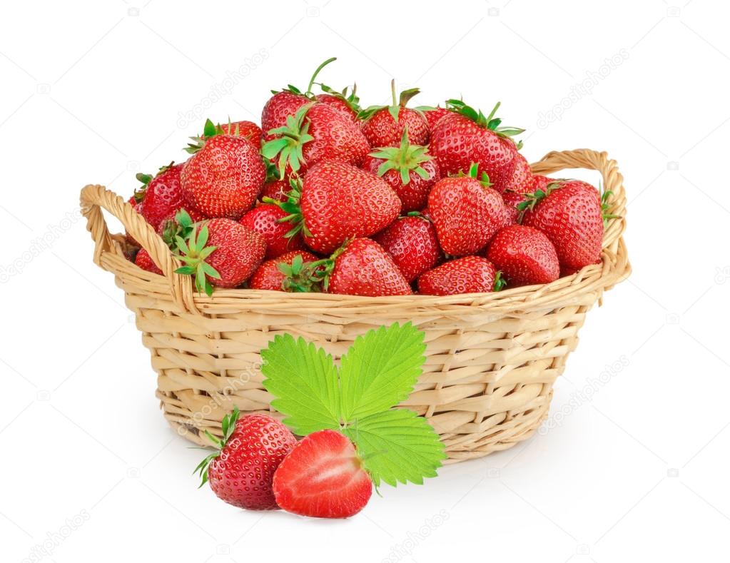 Strawberries in a basket isolated