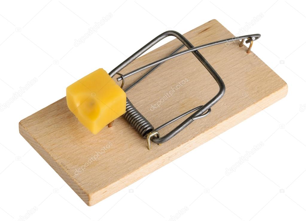 Mouse trap isolated on a white, clipping path