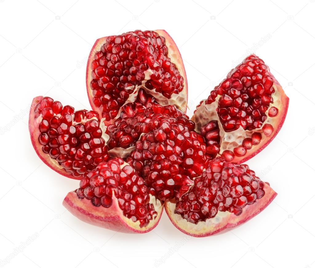 Opened pomegranate fruit isolated