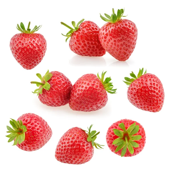 Erdbeerfrüchte auf weiß. Sammlung — Stockfoto