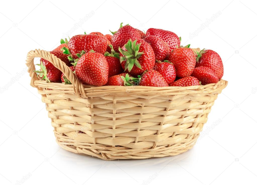 Strawberries in a basket isolated