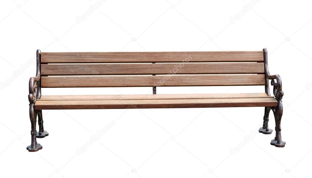 Park bench isolated over white background with clipping path