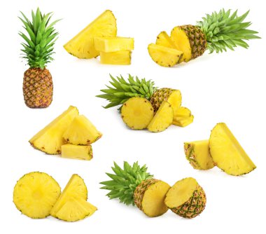 Beyaz arkaplanda izole edilmiş ananas