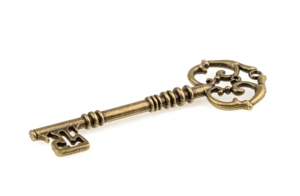 Beyaz arkaplanda izole edilmiş eski anahtar