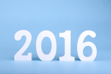 sayı 2016, yeni yıl, olarak mavi bir arka plan üzerinde