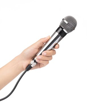 El Tutma Mikrofonu beyaz arkaplanda izole