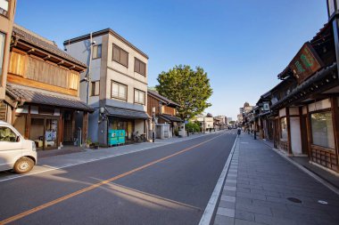 Kawagoe, Saitama Bölgesi, Japonya - 17 Mayıs 2019: Eski Japon tarzı mimari eski Japon tarzı mimari kalıntıları barındıran popüler bir gezi yeridir..