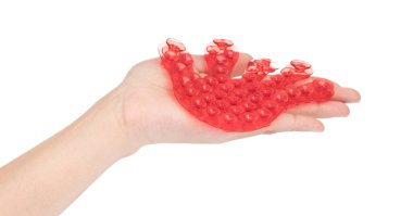 Beyaz arka planda izole edilmiş anti-kayma amacı için el kauçuğu şekli.