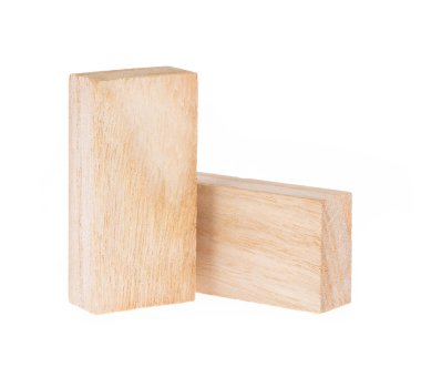 Tahta blok beyaz arkaplanda izole edildi