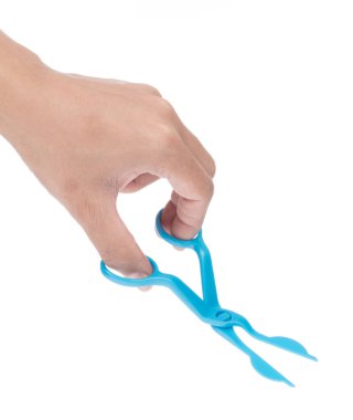 Plastik Makas DIY Kek Dekorasyonu Çiçek beyaz arkaplanda izole.