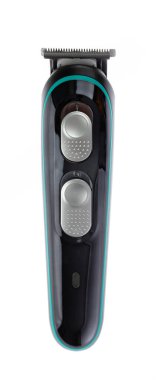 Kablosuz saç kesme makinesi ve beyaz arka planda izole edilmiş sakal..