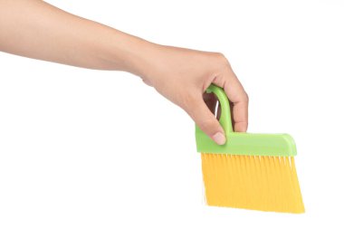 Toz fırçası süpürgesi beyaz arkaplanda izole edilmiş.. 