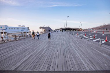 Yokohama, Japonya - 16 Mayıs 2019: Yokohama Minato Mirai 21. Bölgeye bakış, Japonya.