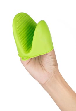 Silikon Isı Dirençli Eldiven Mutfağı beyaz arka planda izole.