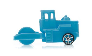  Tekerlek yükleyici sıkıştırıcı oyuncağı beyaz arkaplanda izole edildi