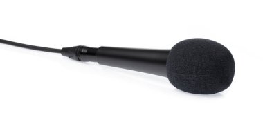 Aksesuarlar, beyaz arka planda izole edilmiş baş mikrofonunda sünger gibidir..