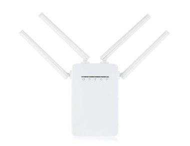 Kablosuz kablosuz yönlendirici beyaz arkaplanda izole edildi.