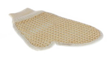 Kabak lifinden yapılmış el banyosu ekipmanları beyaz arka planda izole edilmiş.