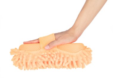 Eldivenler sünger araba silme zarar değil beyaz arka planda izole boya