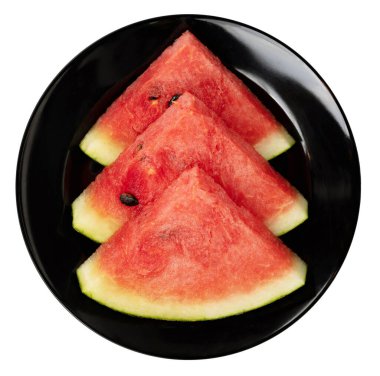 Beyaz arka planda izole edilmiş karpuz dilimleri