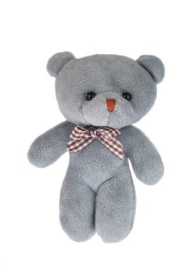 Güzel oyuncak oyuncak peluş oyuncak Beyaz Arkaplanda izole edilmiş küçük bebek