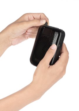 Mikrofon Yükseltici Kablosuz Taşınabilir Megafon Hoparlörü beyaz arkaplanda izole