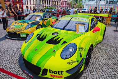 Macau, Çin - 11 Kasım 2018: Macau Grand Prix Ünlü Otomobil ve Motosiklet Fuarı.
