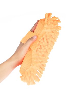 Eldivenler sünger araba silme zarar değil beyaz arka planda izole boya