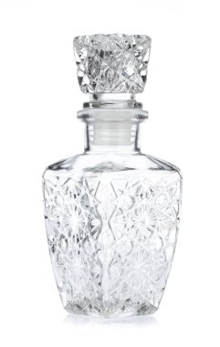 Şarap şişesi, konteynır viskisi, beyaz arka planda izole edilmiş cam içki..