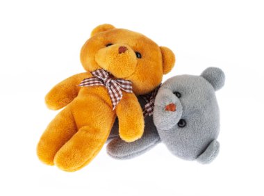 Güzel oyuncak oyuncak peluş oyuncak Beyaz Arkaplanda izole edilmiş küçük bebek